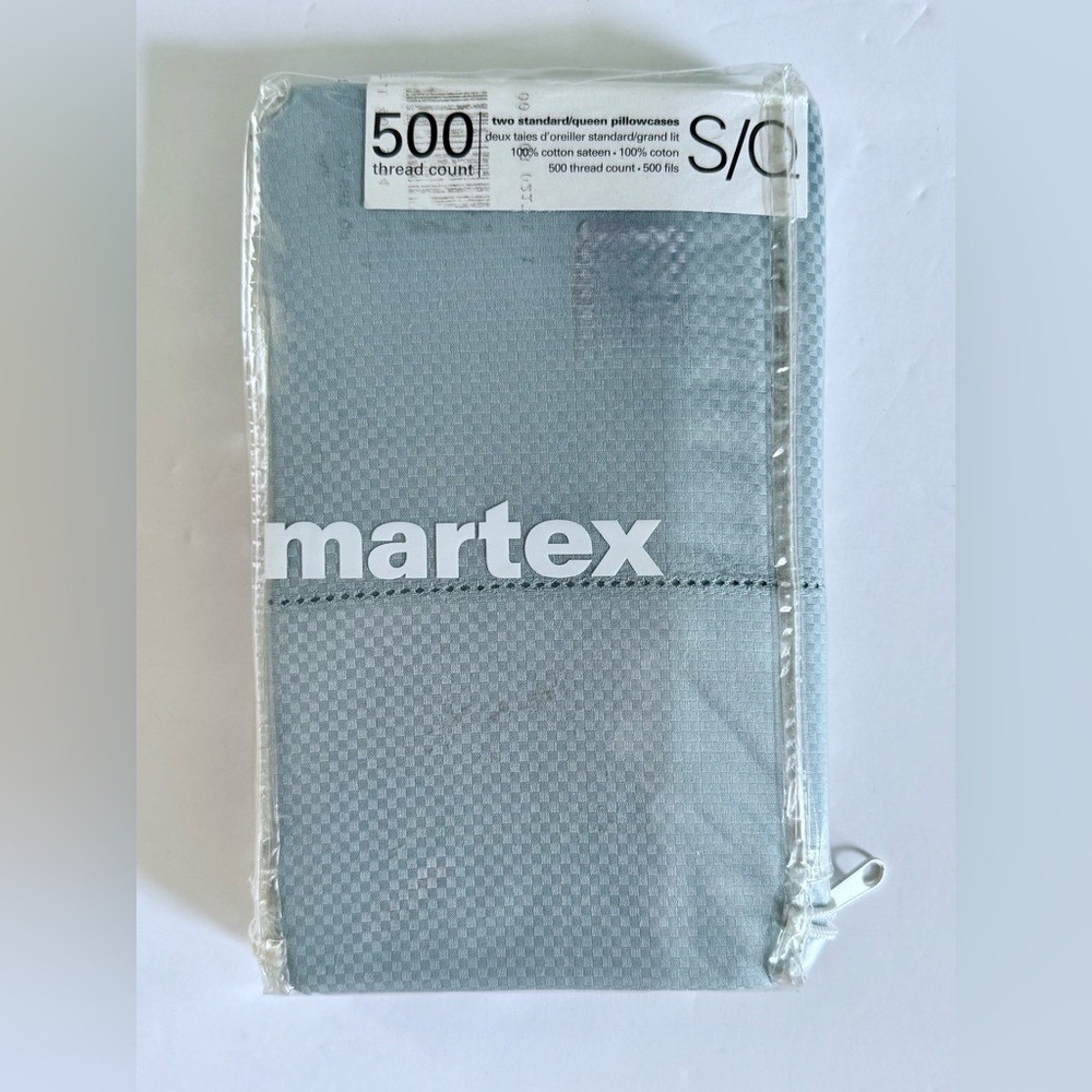 MARTEX Pillowcase 1 Pair Standard Queen Tourma 500 TC Cotton Sateen Vintage New